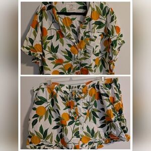Printfresh Orange Print Pajama Shorts Set 4x
